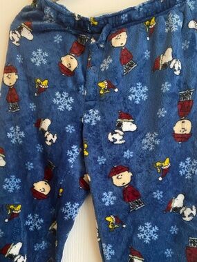 Peanuts Blue Fleece Jogger Pants with Snoopy, Charlie Brown & Woodstock